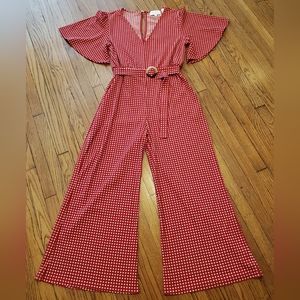 Anthroplogie Red & White Checked Jumpsuit Size 12